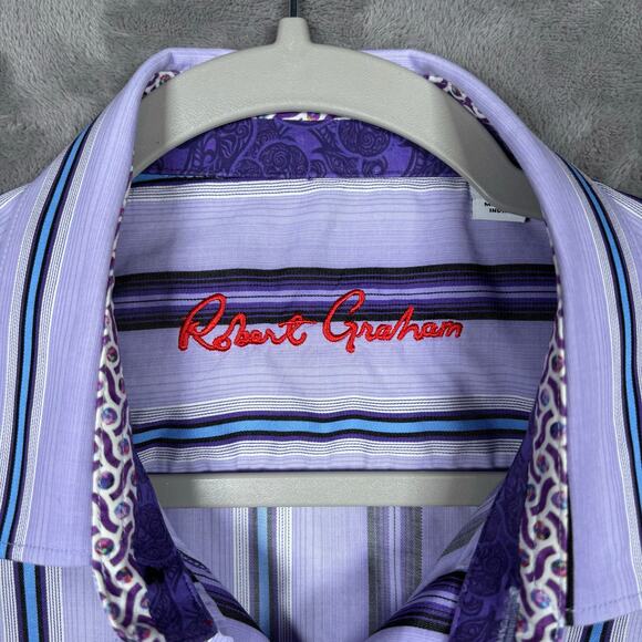 Robert Graham Tailored Fit Purple Striped Button Down Shirt M - Picture 3 of 11